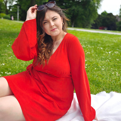 Bell Sleeve Mini Dress - Sangria