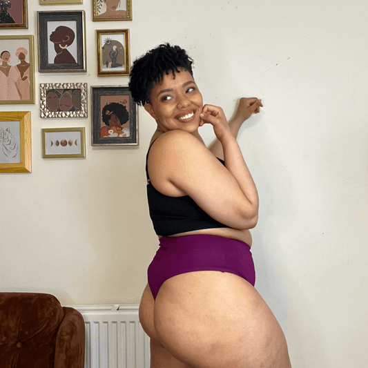 Organic Cotton Cheeky High Leg Knickers - Figgy Pudding