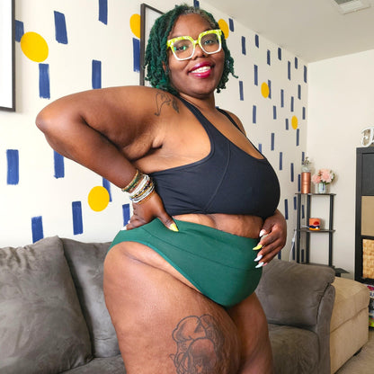 Organic Cotton Super High Leg Knickers - Hit the Bottle Green