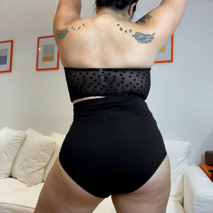 Organic Cotton Super High Waist Knickers - Black