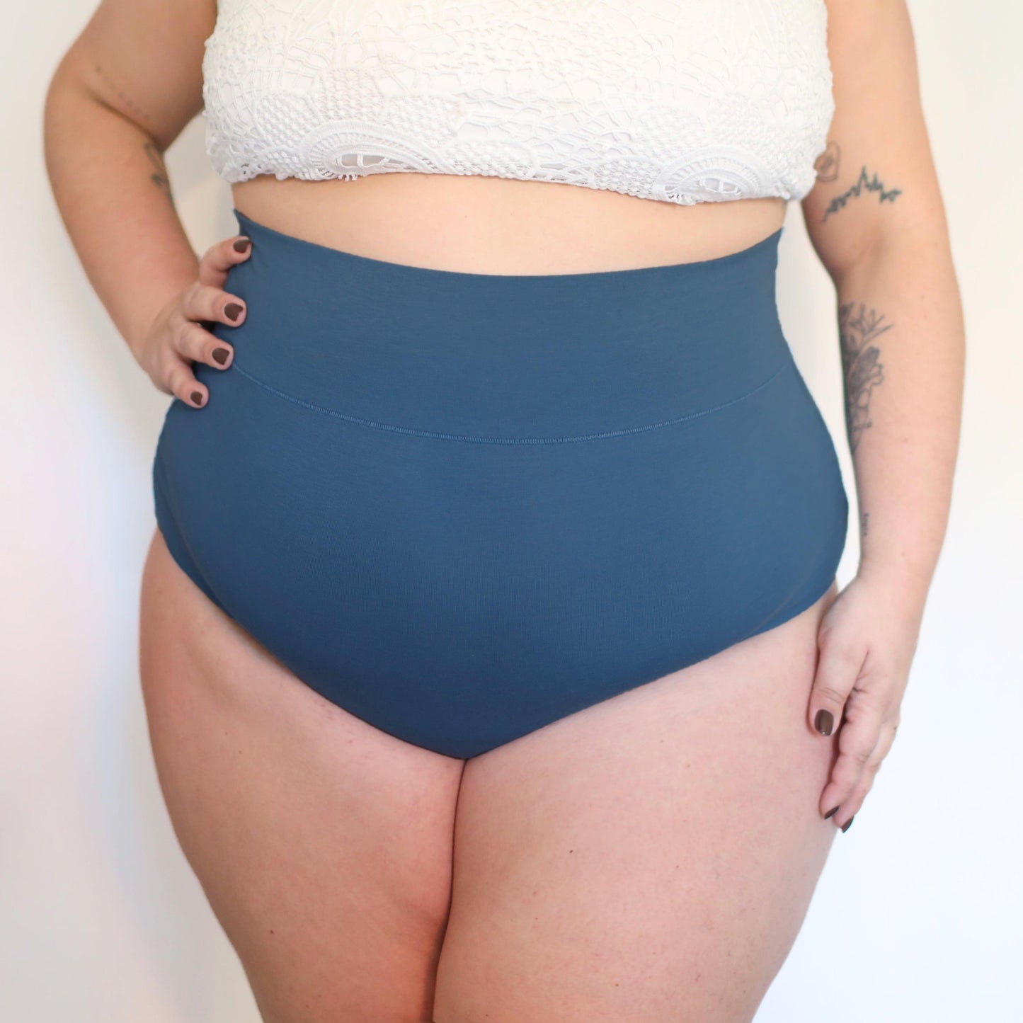 Organic Cotton Super High Waist Knickers - Denim